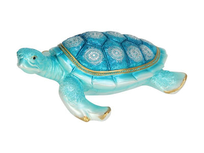 Blue Turtle w Silver Patt Ornament