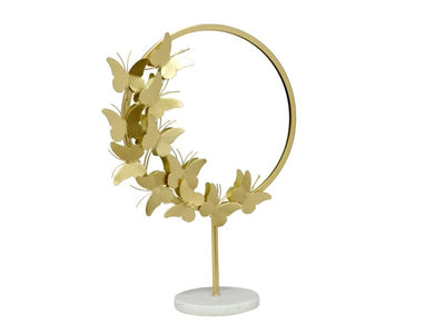 Gold B/Fly Mirror on Marble Base