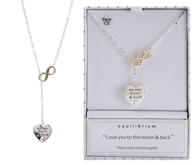 Two Tone Heart Eternity Necklace- Love