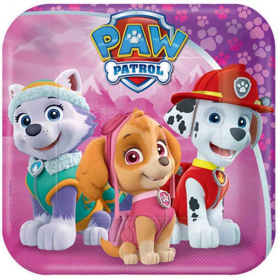 Paw Patrol Girl 17cm Square Paper Plates