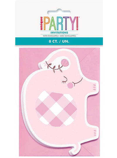 Pink Elephant Baby Shower Invitations (8PCS)