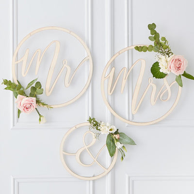 Gold Wedding Backdrop Wooden Hoop