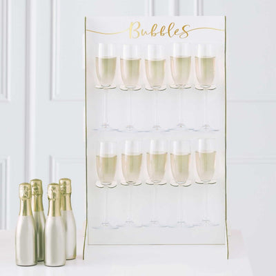 Gold wedding prosecco wall